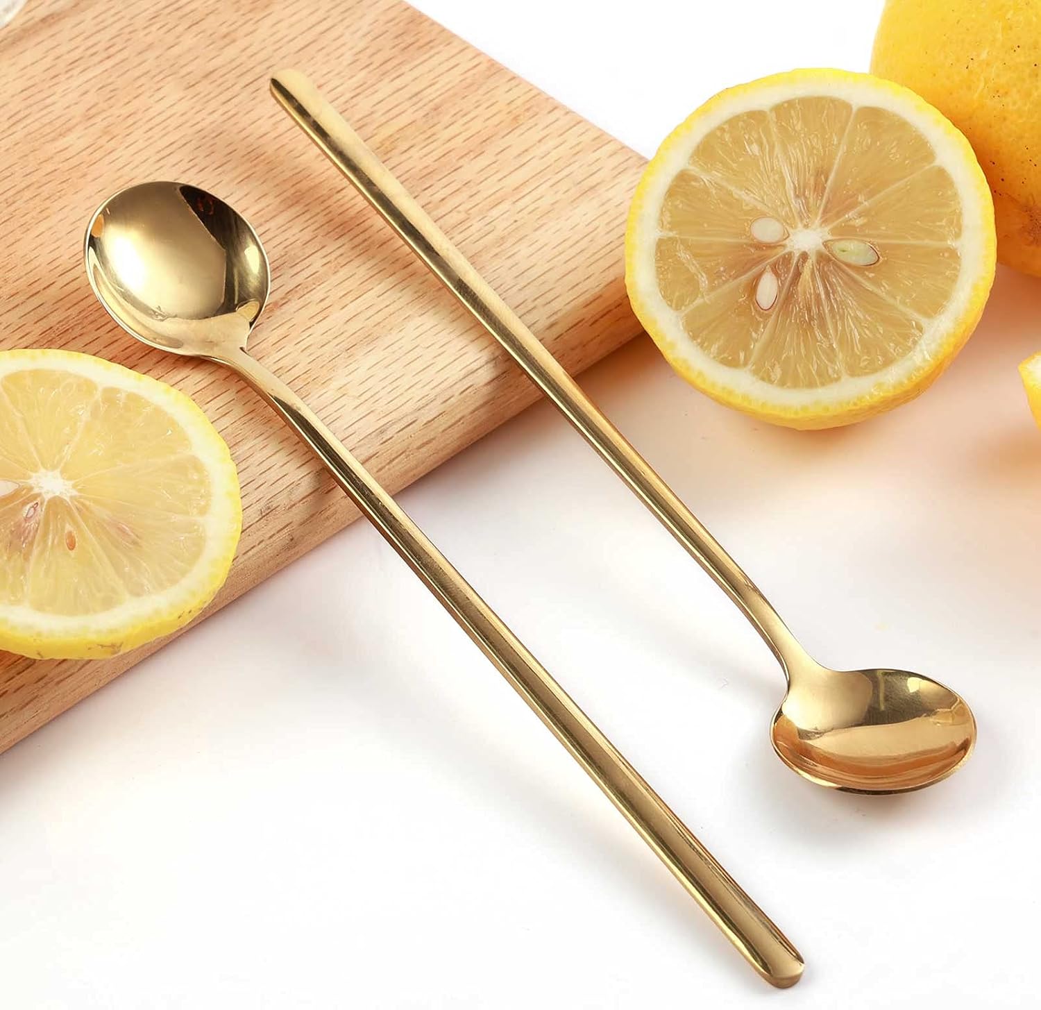 Skiennix Gold Stainless Steel Long Handle Coffee & Tea Spoons - 6.7 Inches | Set of 4