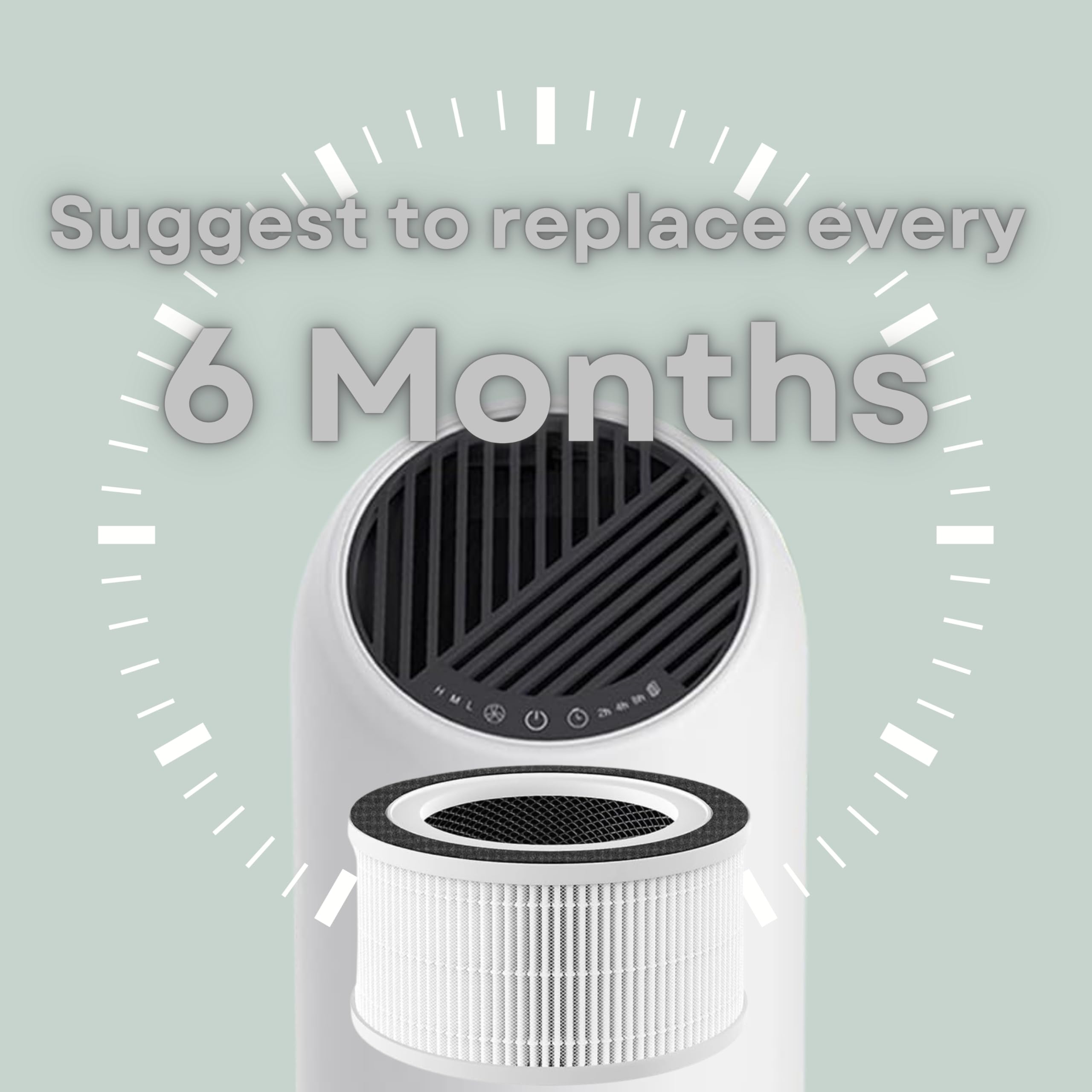 Nispira 3-in-1 True HEPA Filter + Carbon Compatible with AFLOIA FILLO, HALO, MOOKA Allo Air Purifier, Honati, Miroco, Vanaheim and Saki Air Purifier, 4 Packs