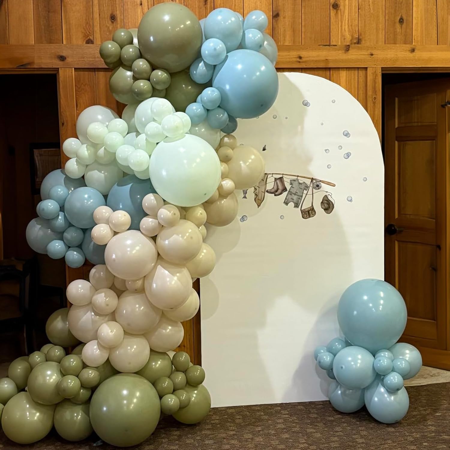 Sage Green & Blue Balloons - 60 PCS 12-Inch Dusty Green, Blue, Sand & Gold for Baby Shower | Wedding Decor