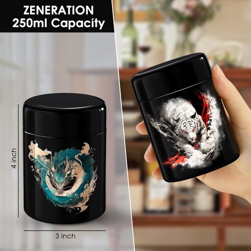 Zeneration Smell Proof Jar (250 ml/Half Oz), Airtight Smell Resistant Herbs/Spices Jar, Air Proof to Preserve Aroma, UV Glass with 2-way 62% Humidity Control to Keep Goods Fresh for Months (3 pack)