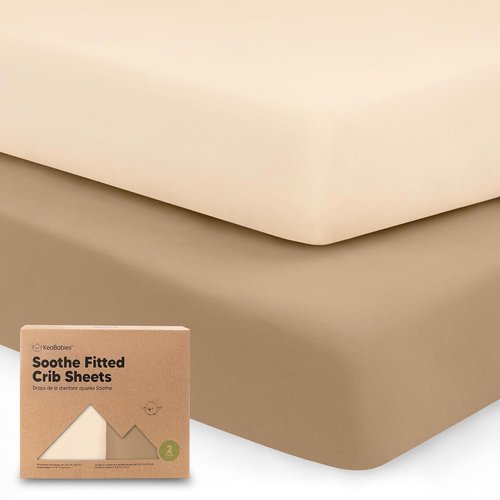 KeaBabies Organic Crib Sheets - 2-Pack Fitted Mattress Covers in Soft Pecan Jersey Cotton for Boys & Girls