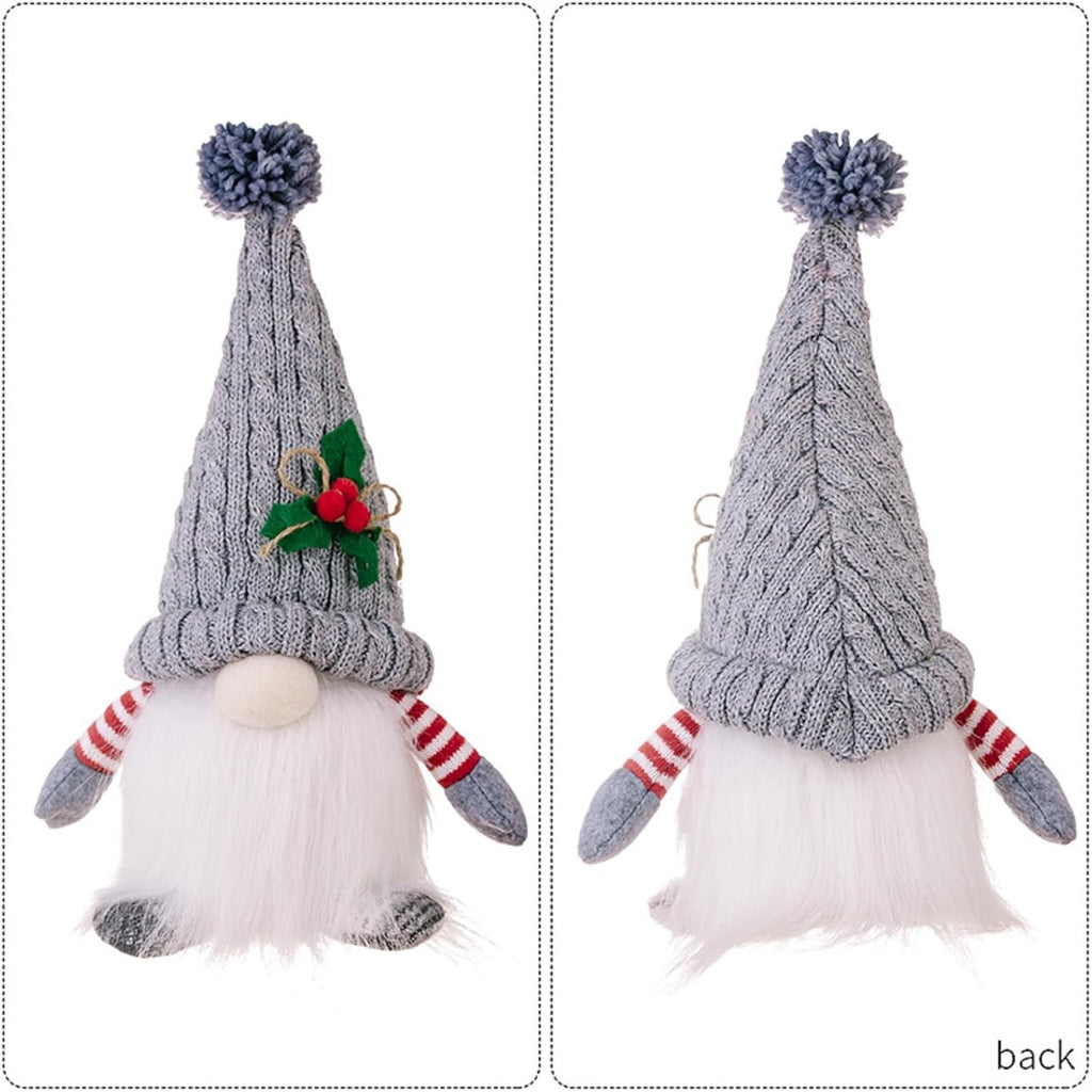 Skiennix Lighted Christmas Gnome Ornaments - LED Battery Operated Holiday Decor | 2 Pack (Red & Grey)