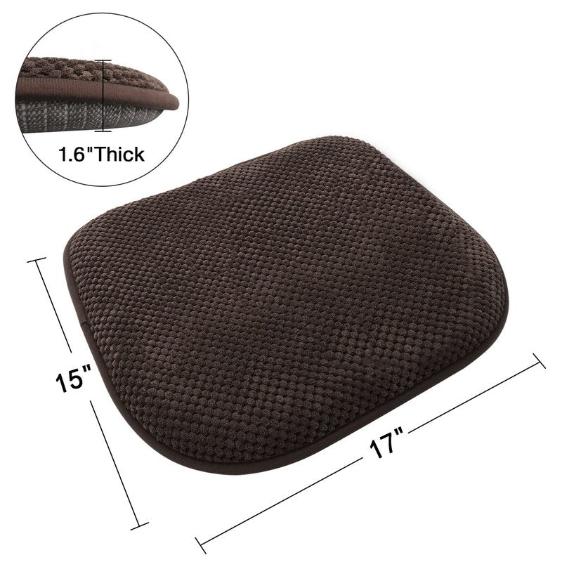 PAGGED Brown Chairs Cushions for Dining Chairs 6 Pack Non Slip Foam Kitchen Seat Cushions Washable Soft Thick Patio Pads Large Wooden Metal Tapered Chair Cushions,17" x 15"