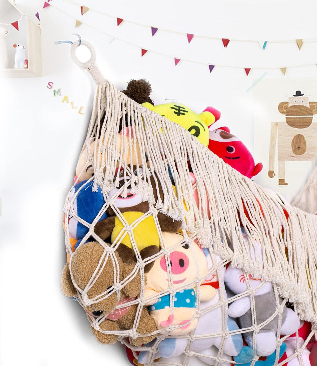 Skiennix Stuffed Animal Hammock - Extra Large 56'' Long Storage Solution | Cream White Hanging Organizer