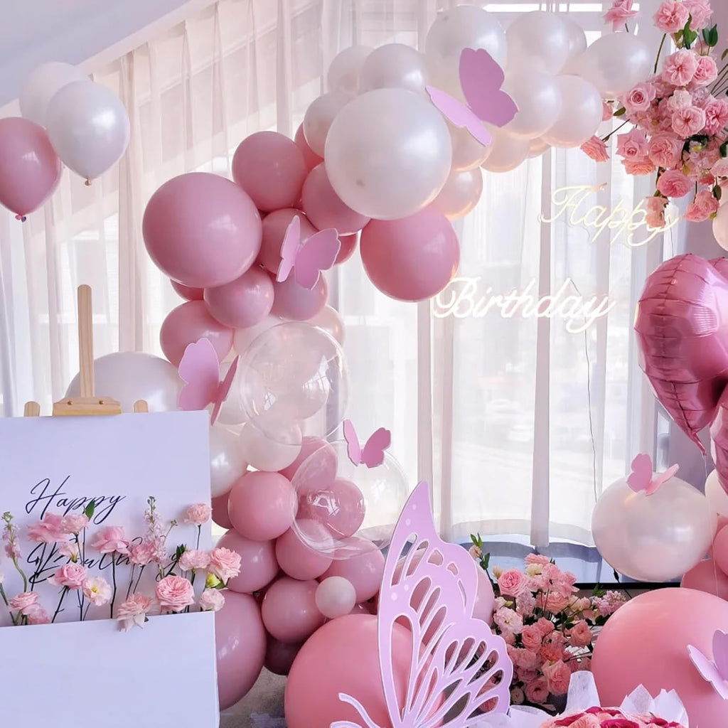 Voircoloria 105pcs Pink Balloons - 12-Inch Party Latex Balloons for Birthday & Baby Showers