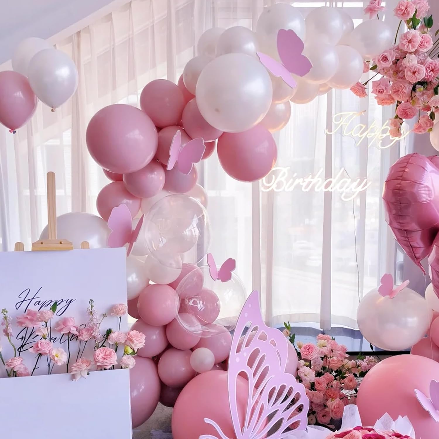 Voircoloria 105pcs Pink Balloons - 12-Inch Party Latex Balloons for Birthday & Baby Showers