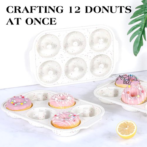 KASHME Silicone Donut Pan Set - Nonstick 6 Cavity Molds with Metal Reinforced Frame | 3.25 Inch Cream