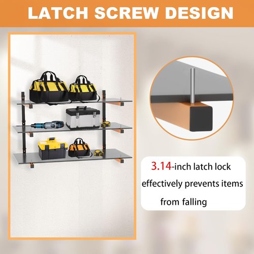 Lumber Rack Heavy Duty Wall Mount Wood Storage Racks - 9-Level Garage Shelving System | 1080 Lbs Capacity, 6 Pack