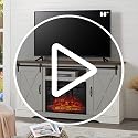 59-Inch Farmhouse Fireplace TV Stand with Sliding Barn Doors for 65-Inch TVs