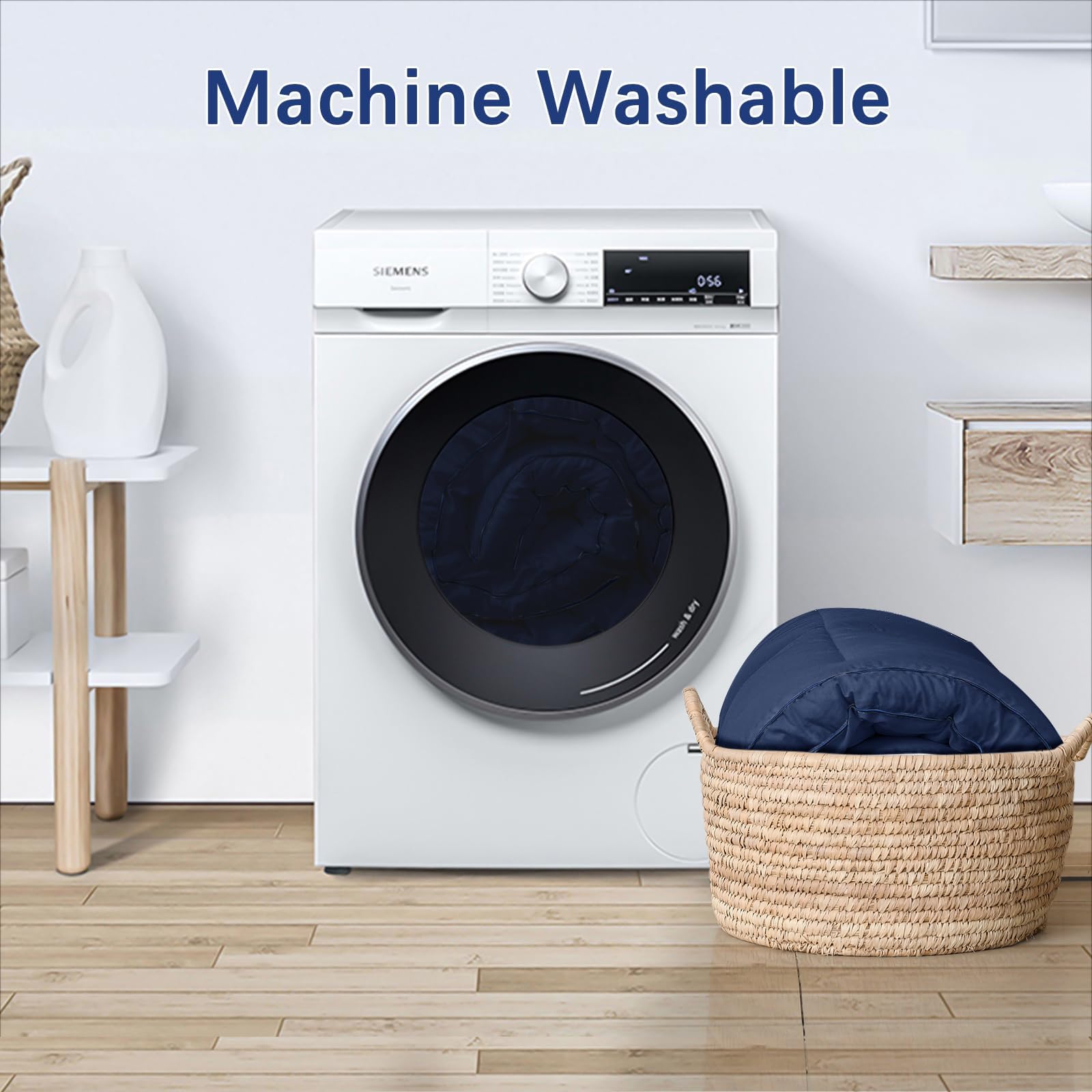 CYMULA Short Queen Mattress Topper, Cooling Bed Mattress Topper, Navy Thick Mattress Pad Cover Pillow Topper