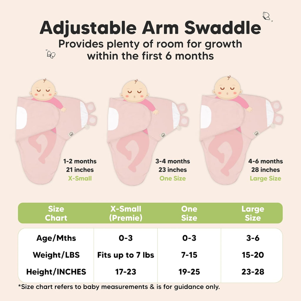 Skiennix Organic Baby Swaddle Sleep Sacks - Soft & Snug for Newborns 0-3 Months | 3-Pack in Daffodil