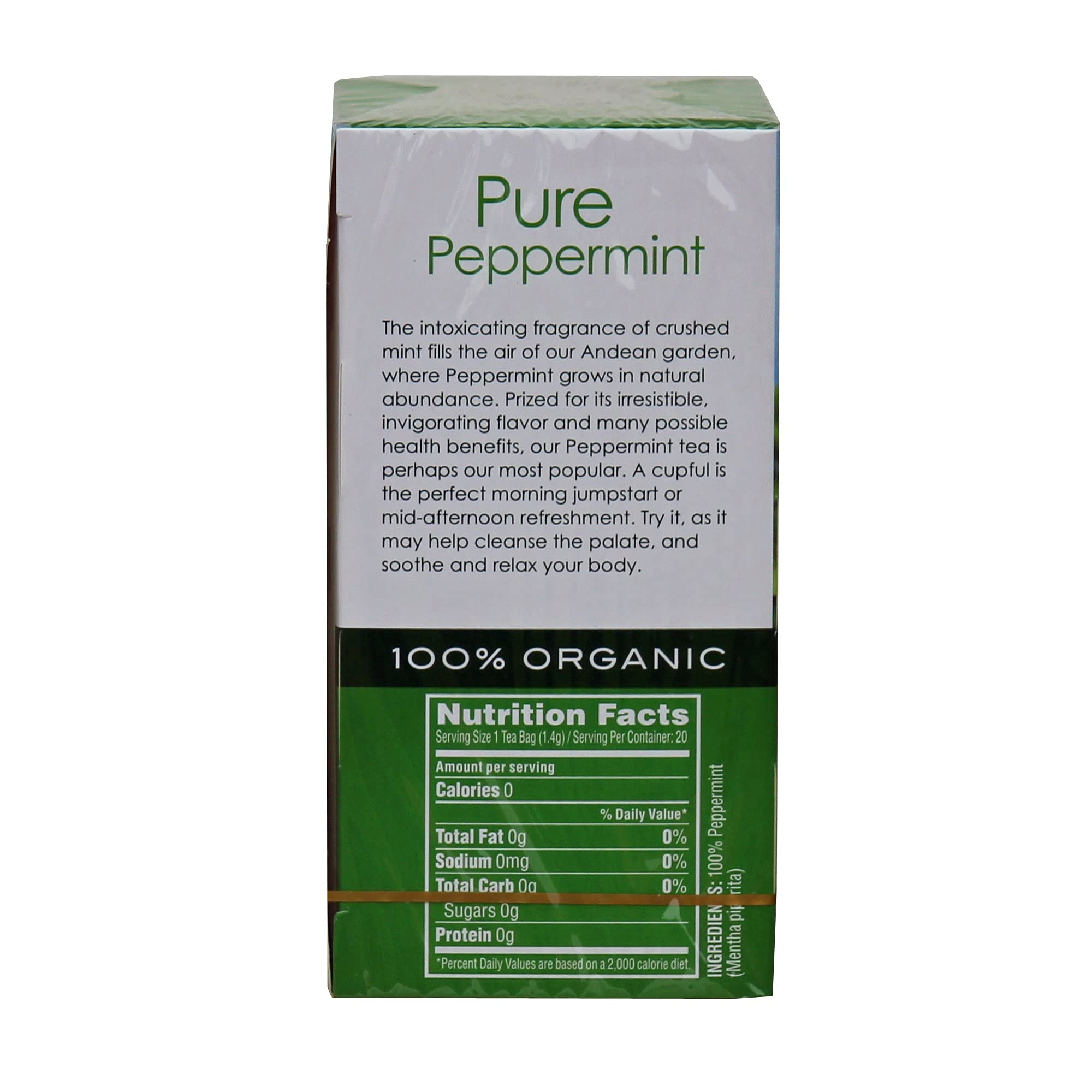 Garden of the Andes Herbal Organic Decaf Peppermint Hot Tea Bags, 0.9 oz, 20 Tea Bag Count (Pack of 6 Boxes)