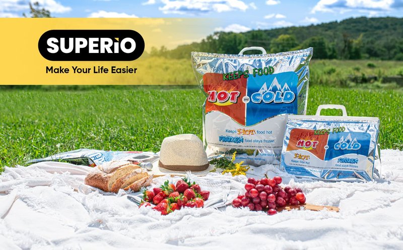 Superio Hot and Cold Insulated Bags for Food Delivery, Grocery Shopping Bags, Food Storage for Hot and Frozen Food for Travel, Disposable Cooler Bag, Reinforced Thermal Lunch Bag (4, 19"x5.5"x15.5")