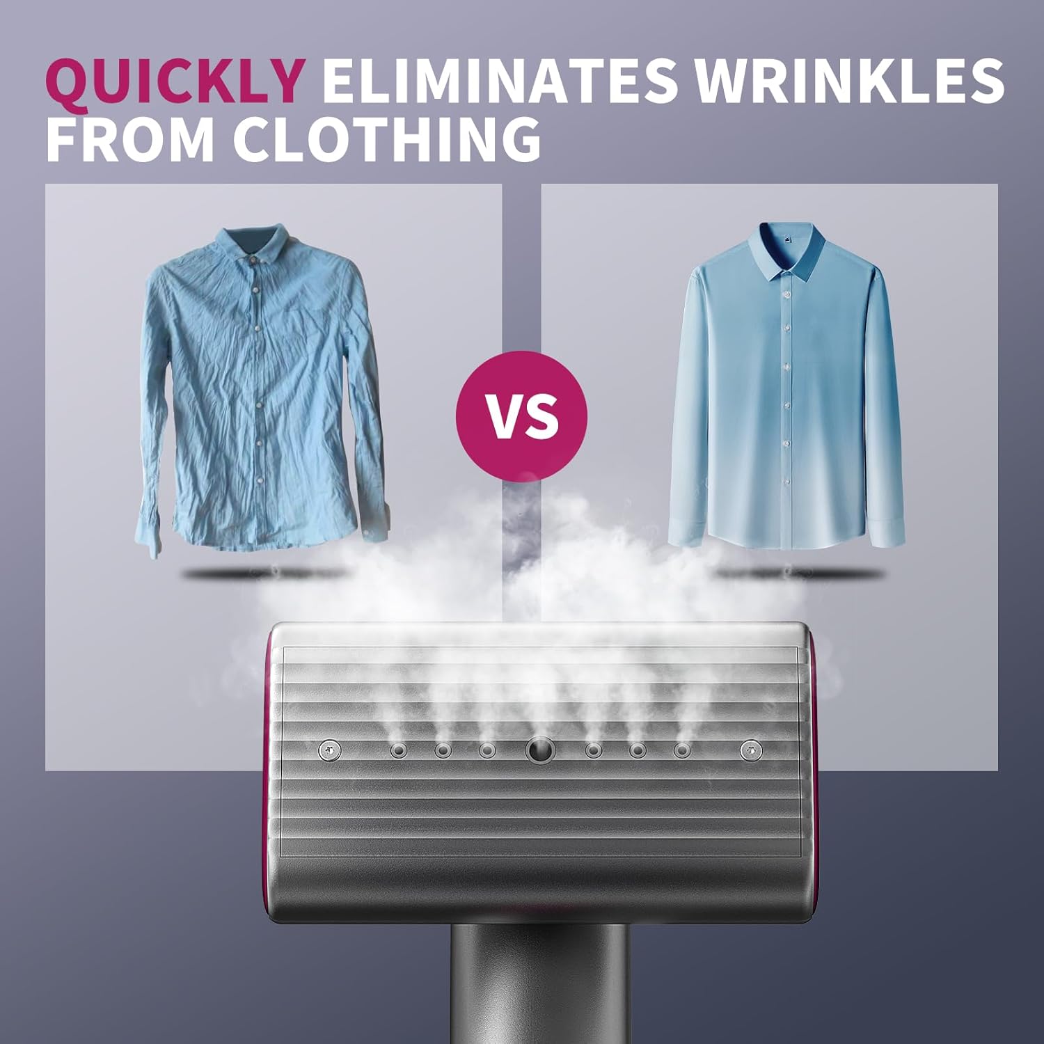 Skiennix Portable Clothes Steamer - Fast Heat-Up in 15 Seconds | 70ml Water Tank, Silver Gray