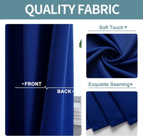 ChrisDowa Blackout Curtains - Thermal Insulated Room Darkening Panels | 108 Inches Long, Royal Blue, 2-Panel Set