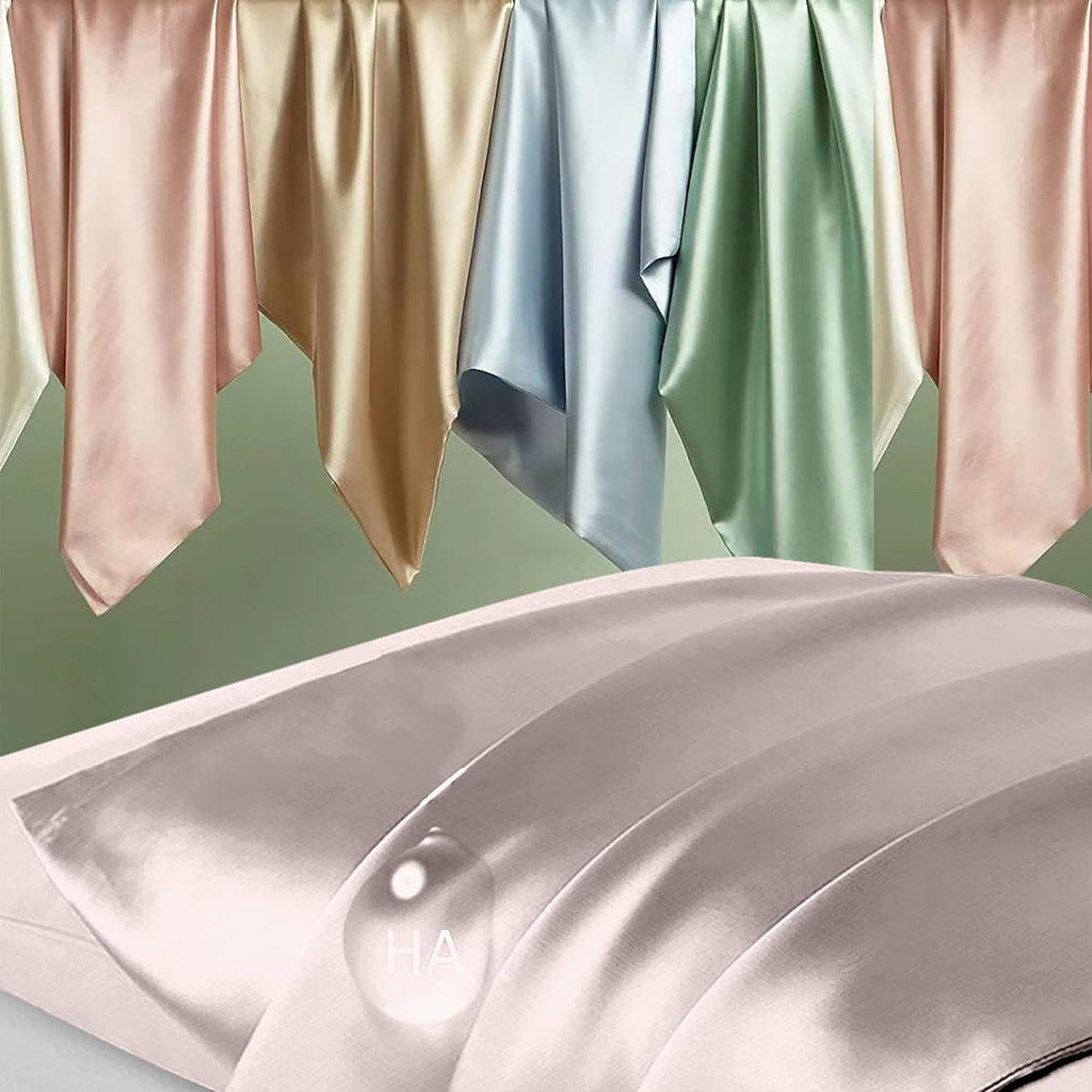 Mulberry Silk Pillowcases by Skiennix - Smooth, Anti-Acne Standard Set of 2 with Zipper | Taupe