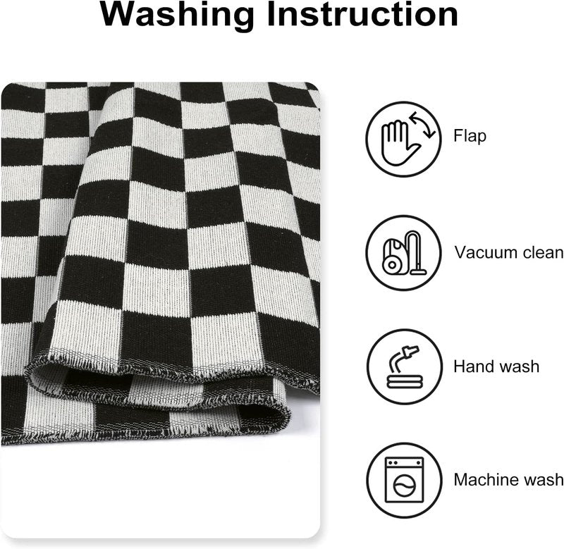 Seavish Checkered Rug, 5x8 Ft Black and White Rug, Retro Moroccan Checkerboard Rugs, Lightweight Outdoor Washable Area Rug, Rustic Floor Carpet Decor for Living Room Bedroom Dining Room Patio