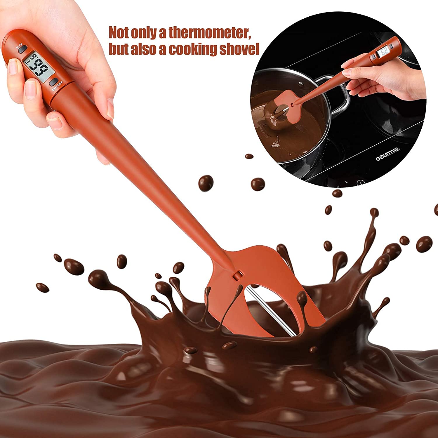 Efeng Candy Thermometer Spatula,Digital Cooking Thermometer with Pot Clip – Silicon Spatula with Meat Thermometer, Instant Read Temperature Reading for Candy,Chocolate,Grill Meat Cooking