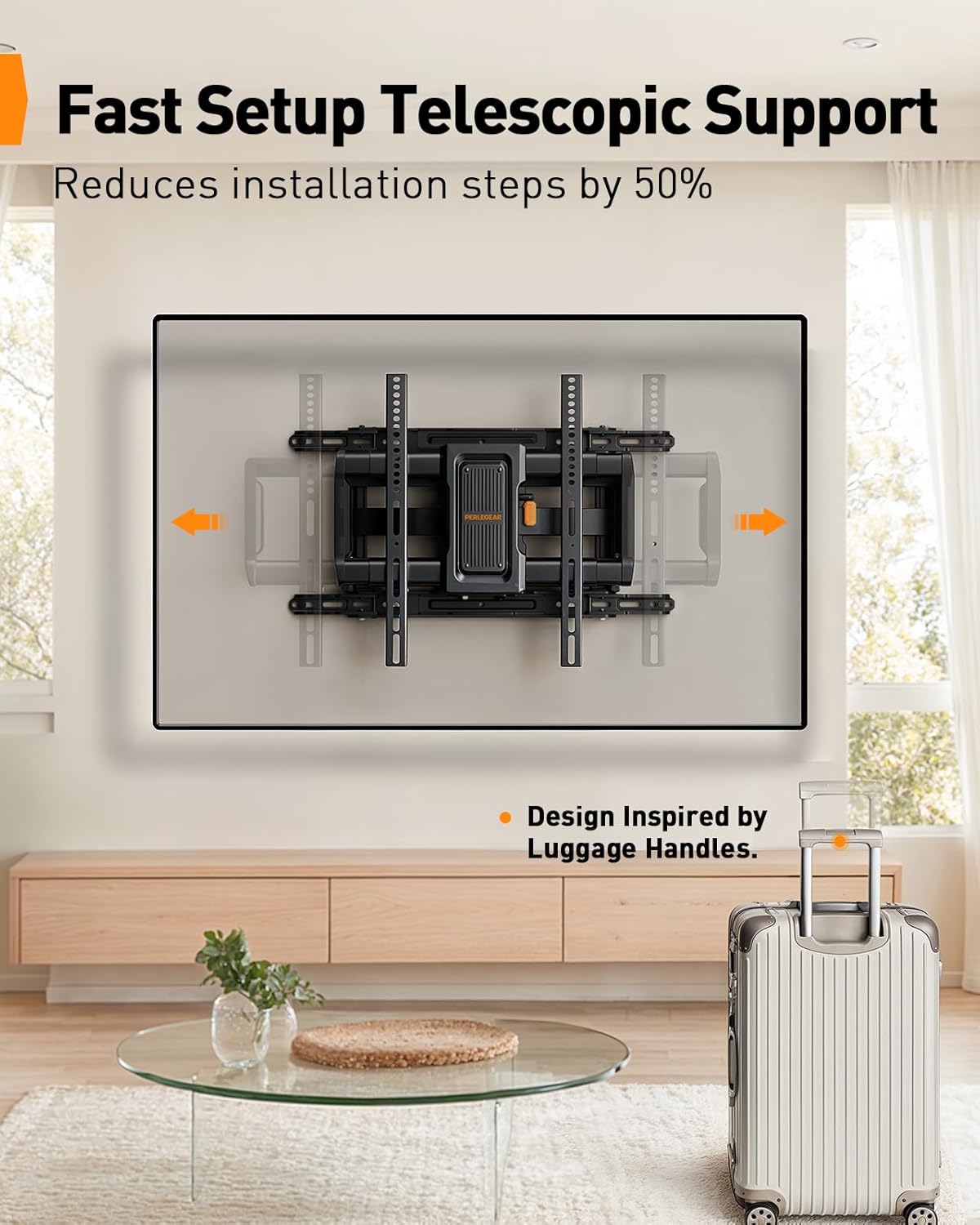 Perlegear Full Motion TV Wall Mount - Fits 42–97 Inch TVs Up to 132 lbs | Easy Setup, Swivel & Tilt Design