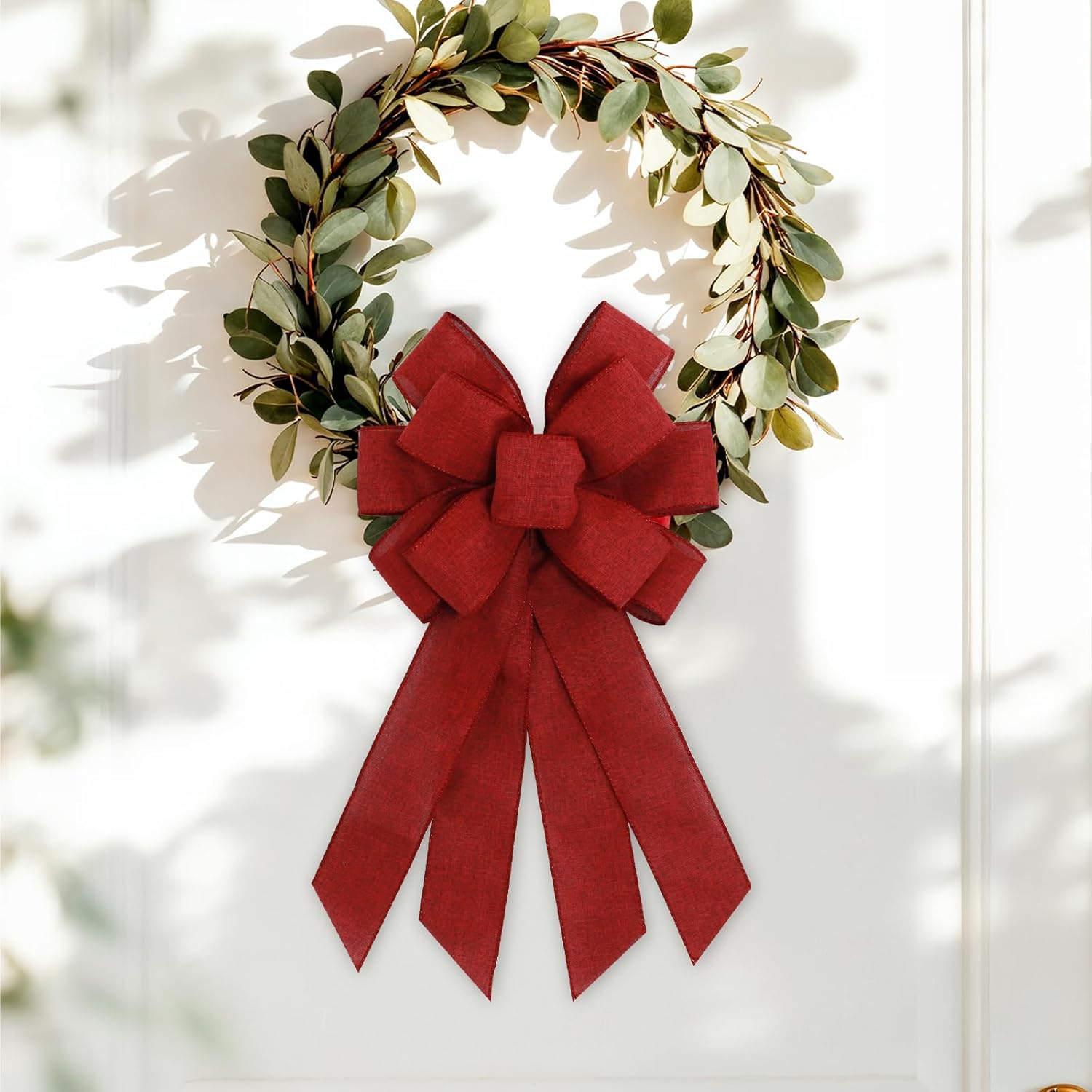 Regine Switzerland Burgundy Red Wreath Bow - Elegant Birthday & Anniversary Decor | Farmhouse Style for Front Door