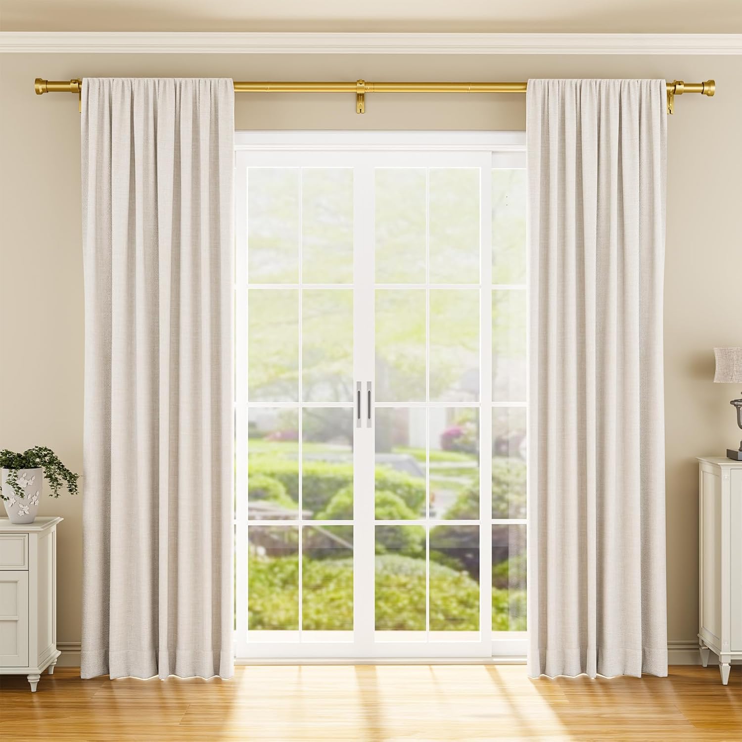 YaFex Curtain Rods - Heavy Duty 1 Inch Adjustable Window Treatment Rods | Gold, 32-144 Inch, Modern Design