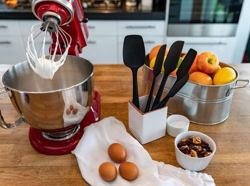 KITCHENLOVE Premium Silicone Spatula Set - 600°F Heat Resistant, Non-Stick, 5 Pieces - BPA Free (Black)