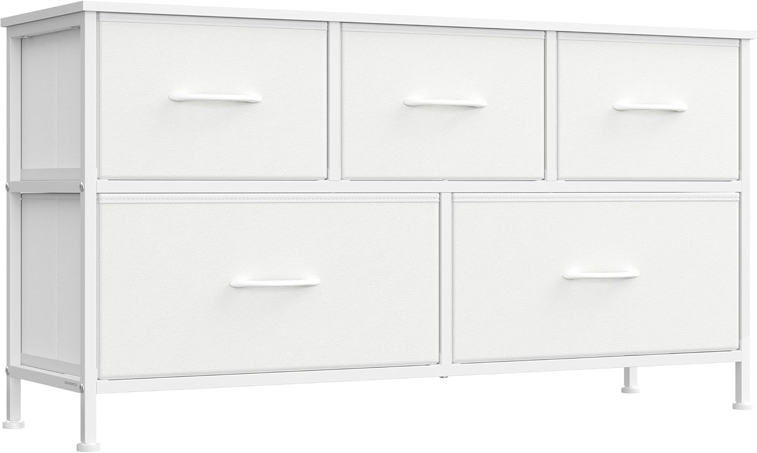 SONGMICS Dresser - 5-Drawer Storage Organizer Unit in Cloud White & Snow White | Stylish Bedroom Chest