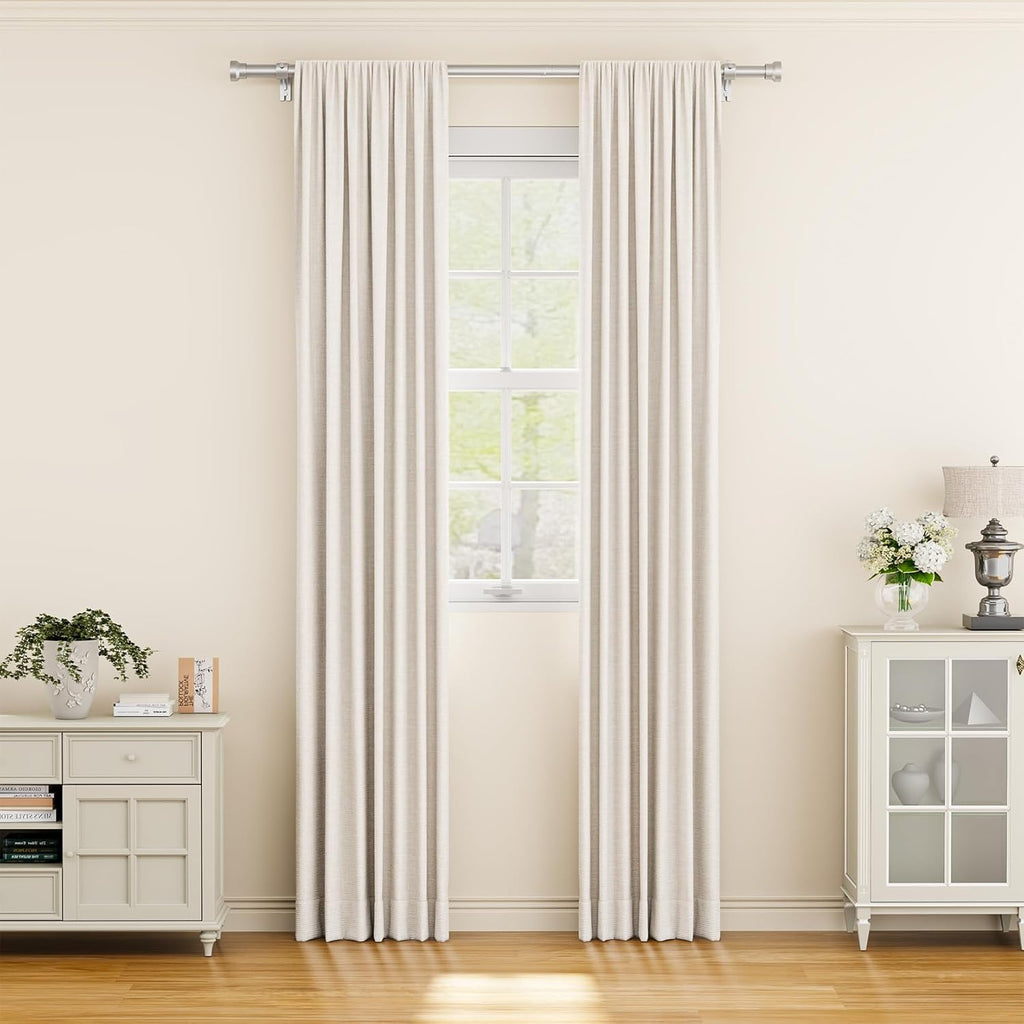 YaFex Curtain Rods - Heavy Duty 1 Inch Adjustable Window Treatment Rods | 32-58 Inch, Silver Finish