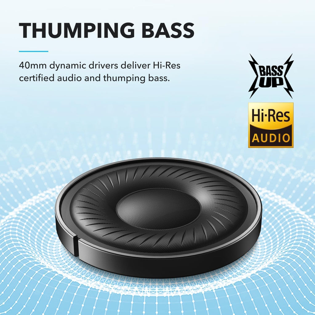 Soundcore by Anker Q20i Wireless Over-Ear Headphones - Hybrid Active Noise Cancelling, 40H Playtime, Hi-Res Audio, Big Bass | Black