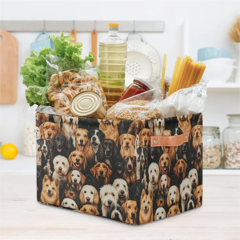 RPWOBBYQ Cute Dogs Puppy Storage Boxes Theme Storage Nursery Baskets with Handle Closet Collapsible Organizer Shelf Bins for Book Cloth 15 X 11 X 9.5 IN