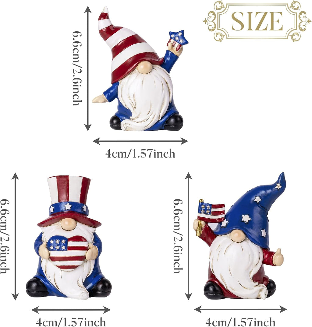 Valery Madelyn Patriotic Gnomes Decorations - 3Pcs Medium USA 250th Anniversary Home Decor