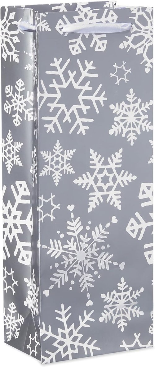 American Greetings Wine Gift Bags - Multi-Design Set in Red, White & Silver (5 Count)