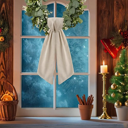 Boxwood Wreath Sash - 2 Pack Burlap Ribbon Decor for Front Door | Indoor/Outdoor Holiday Accent