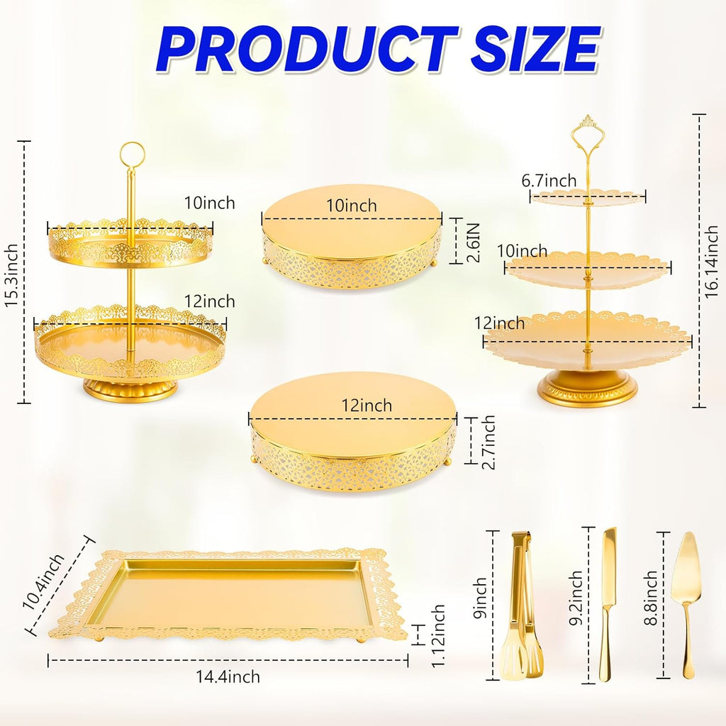 Skiennix 13 PCS Metal Cake Stand Set - Elegant Dessert Display for Weddings & Parties | Easy Assembly