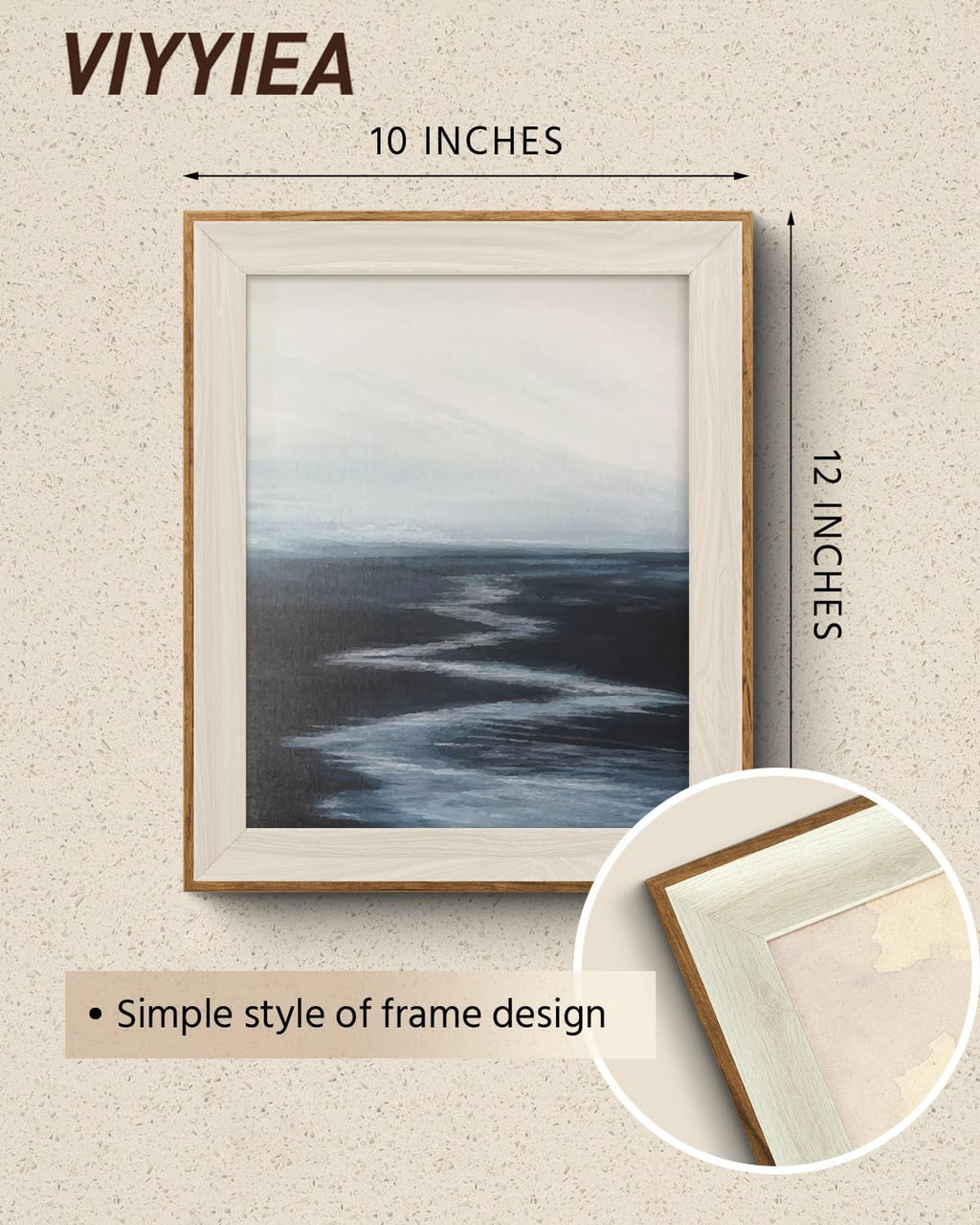 VIYYIEA Framed Wall Art - Abstract River Canvas Prints for Living Room | 12L x 10W Landscape Decor