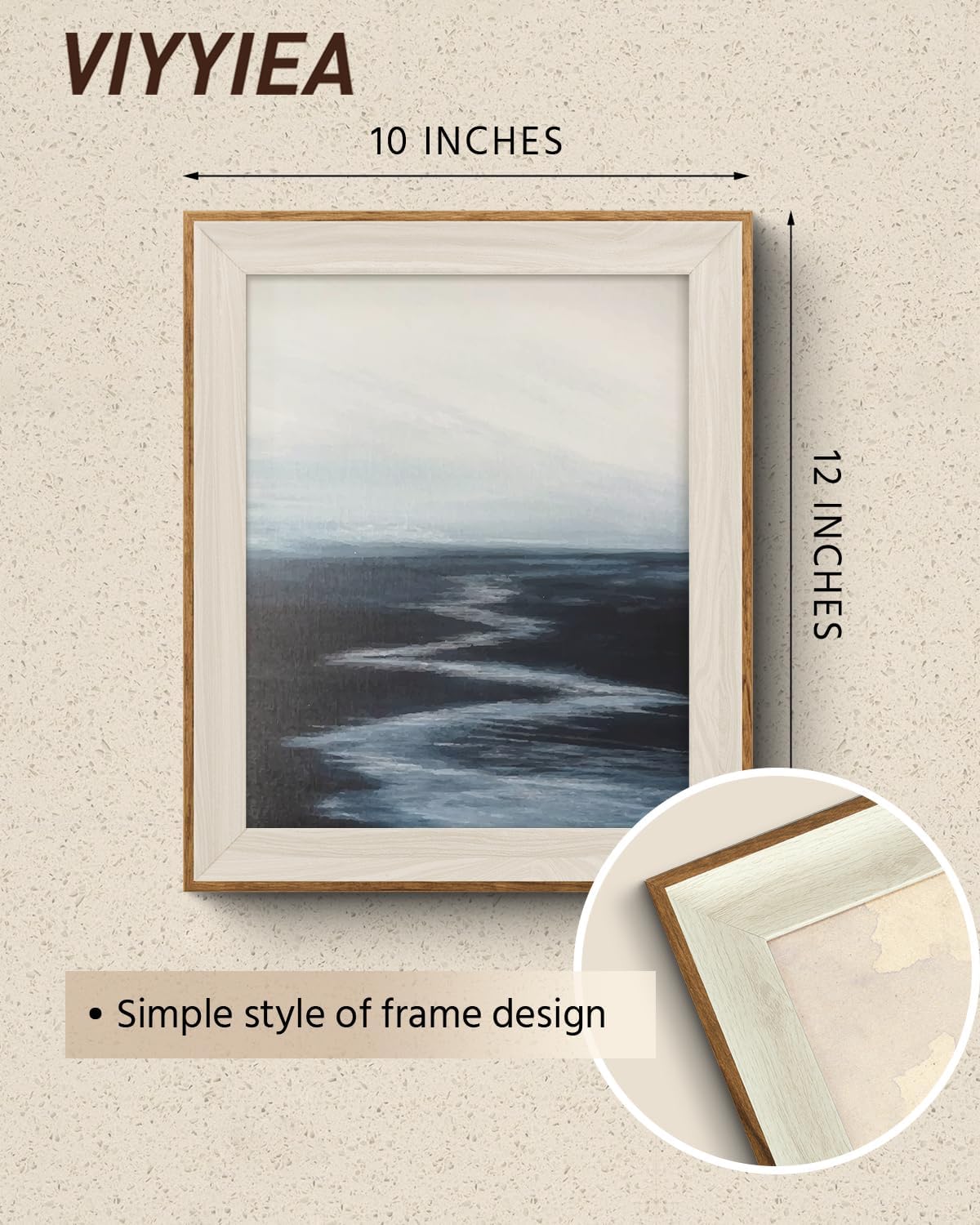 VIYYIEA Framed Wall Art - Abstract River Canvas Prints for Living Room | 12L x 10W Landscape Decor