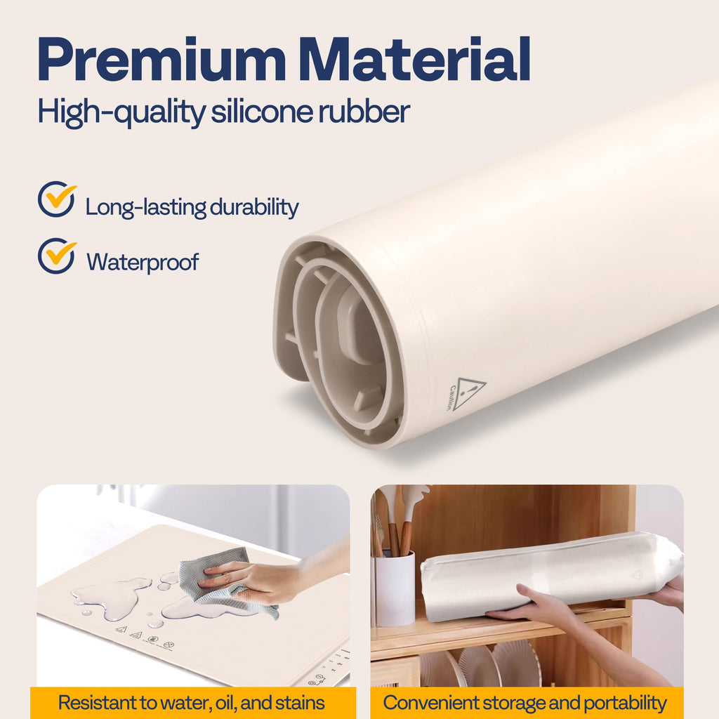 VIVOHOME Food Warming Mat For Buffets, Full Surface Heating 3-Level Temperature and Timer Setting, Automatic Child Safety Lock, Electric Silicone Warmer for Parties, Gatherings and Everyday Use, Cream