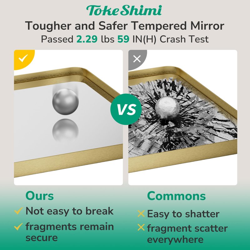 TokeShimi 24x32 Brushed Gold Bathroom Mirror,Bathroom Vanity Mirror with Tempered Glass,Shatterproof Vanity Wall Mirror for Bathroom with Aluminum Frame(Horizontal/Vertical)