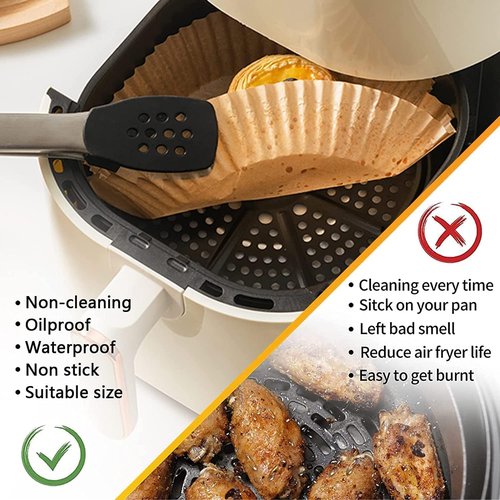 Air Fryer Paper Liners - 125PCS Non-Stick Disposable Baking Parchment | 8-Inch Square, Oil-Proof & Water-Proof