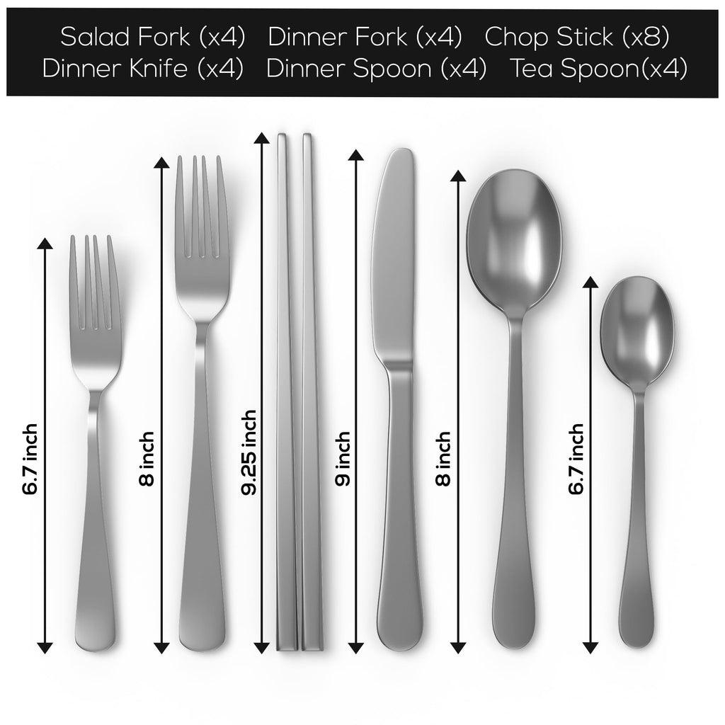 Homwoody Upgraded 18/8 Stainless Steel 28-Piece Flatware Cutlery Set(Silver)-Silverware set for 4-Luxurious Home Kitchen Dinnerware Sets-Great Kitchen Accessories-Perfect House Warming/Christmas Gift