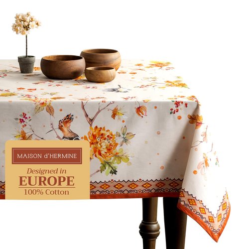 Maison d' Hermine Table Cloth Rectangle Table 100% Cotton 70 x 90 Inches Fall Tablecloth Reusable Everyday Use for Thanksgiving Christmas Decorations Dining Farmhouse Party (Kelim - Prairie)