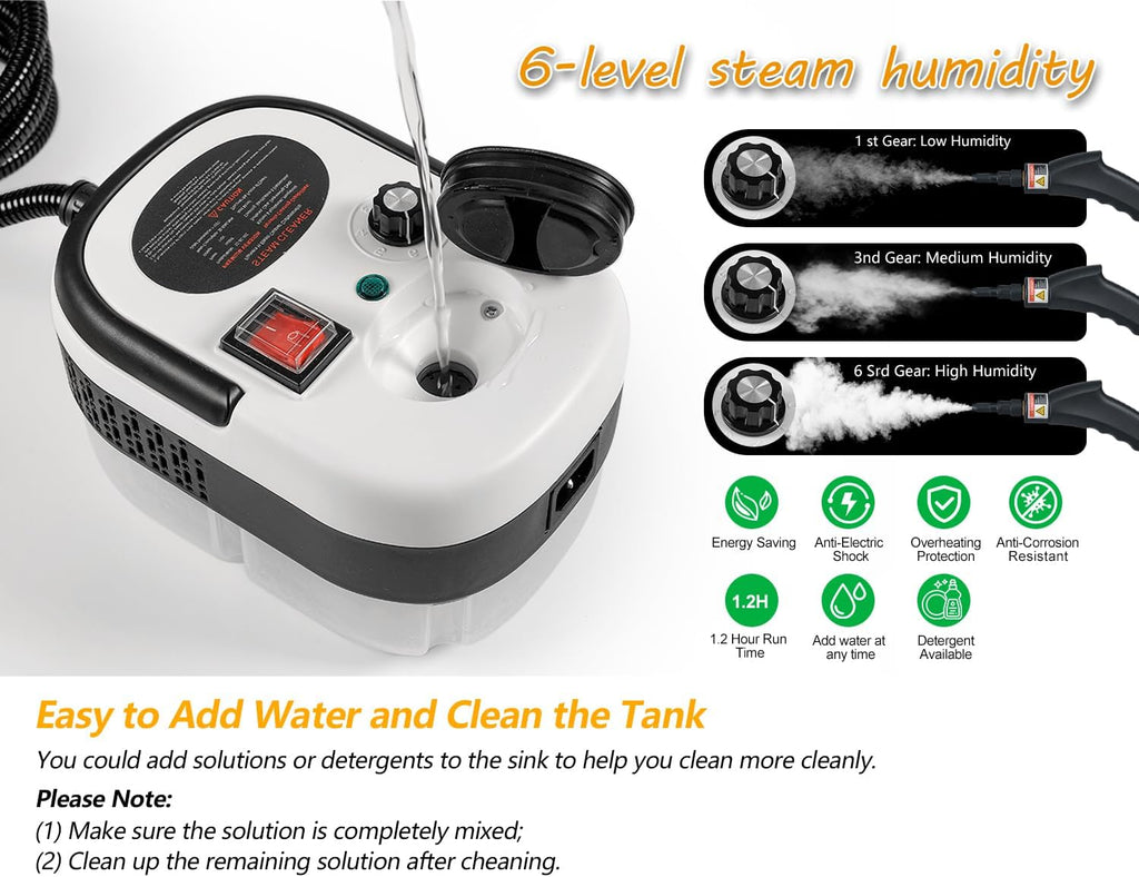 Skiennix 7-in-1 Steam Cleaner - 2500W High Pressure Handheld Steamer for Home & Car Cleaning