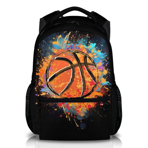 Boys School Backpack Kids Basketball Backpacks Bookbag Back to School Supplies, Black Large Capacity Cool Sport Back Pack for Kindergarten Elementary Middle (17 Inches)