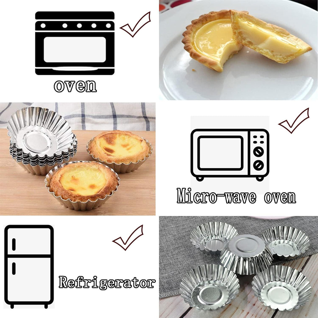 Skiennix Egg Tart Molds - 32-Pack Mini Tart Pans for Baking - 2.75 Inch Aluminium Tins