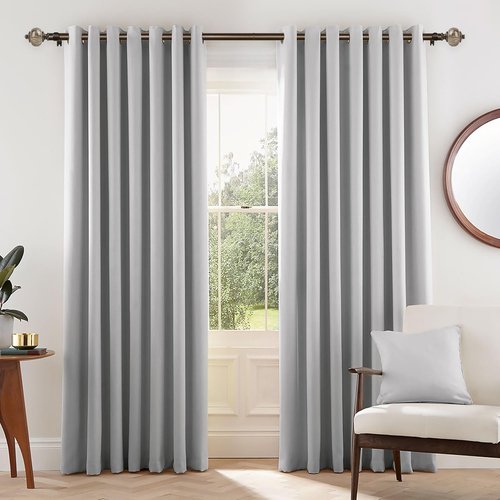 KAMANINA Curtain Rod - 1 Inch Antique Bronze Single Rod for Windows | 32 to 58 Inches (2.6-4.8ft) with Marble Ends