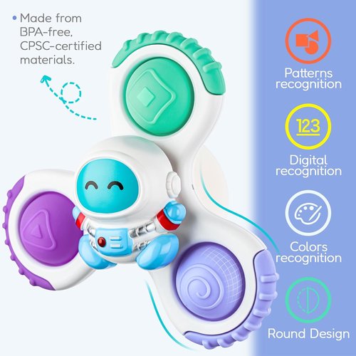 ALASOU Pop Suction Cup Spinner Toys - Sensory Airplane Travel Set for Infants & Toddlers | Ideal Gift for Ages 1-2