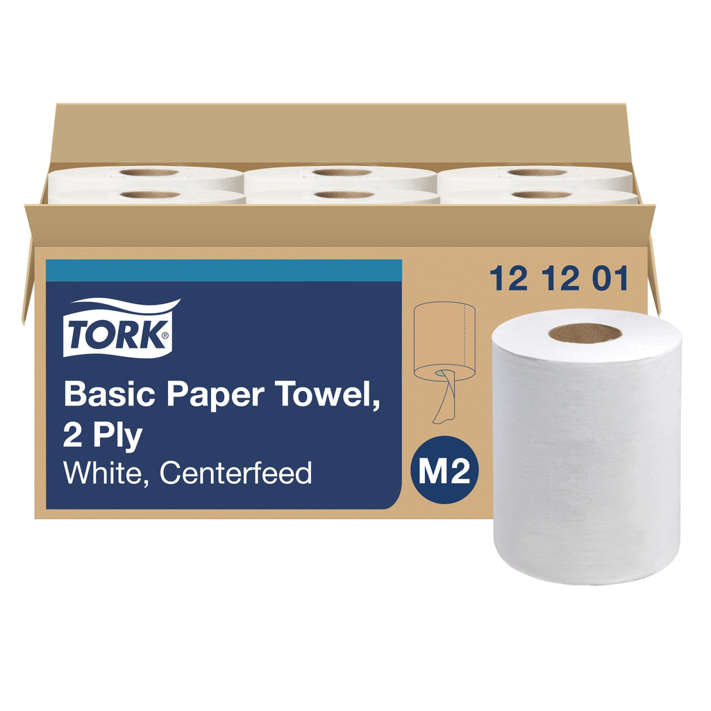 Tork Basic Centerfeed Paper Wiper White M2, High Absorbency, 6 x 600 Sheets, 121201