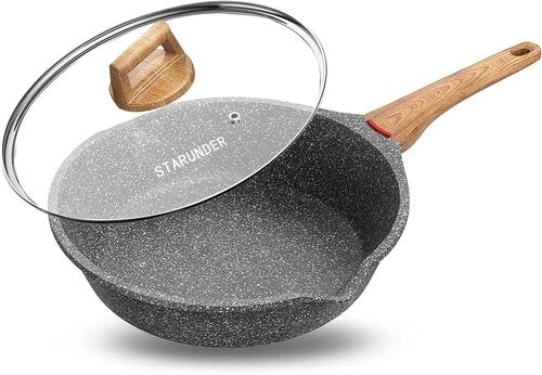 Starunder Induction Nonstick Skillet Frying Pan,Swiss medical stone Omelette Pan, Scratch-Resistant Safe Cookware Set，PFOA Free (9.5 inch)