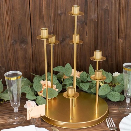 Efavormart 15" Tall Gold Metal Cluster Taper Candle Holder - Elegant Wedding Table Centerpiece