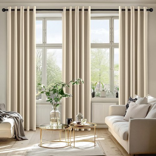 MIULEE Blackout Curtains - Cream Beige Thermal Insulated Drapes | 84 Inches Long, Noise Reducing, 2 Panels